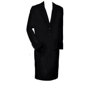ST JOHN BASICS Marie Gray ~BLACK SANTANA KNIT SKIRT SUIT Blazer/Jacket  …